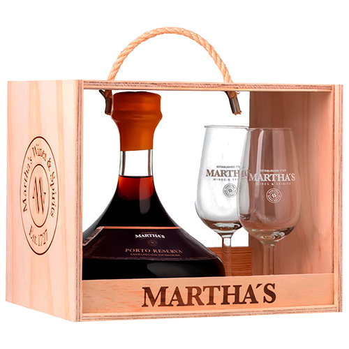 Martha's Decanter Reserve Port Tawny Trækasse / 2 Glas