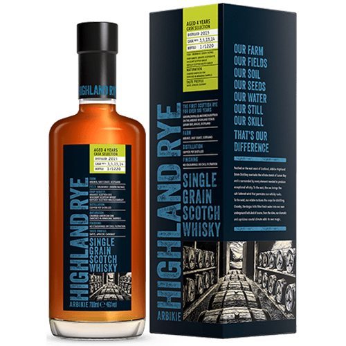 Arbikie Highland Rye Single Grain Scotch Whisky 4 YO